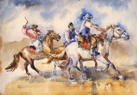 Farrukh Naseem, 15 x 22 Inch, Watercolor On Paper, Horse Painting,AC-FN-098